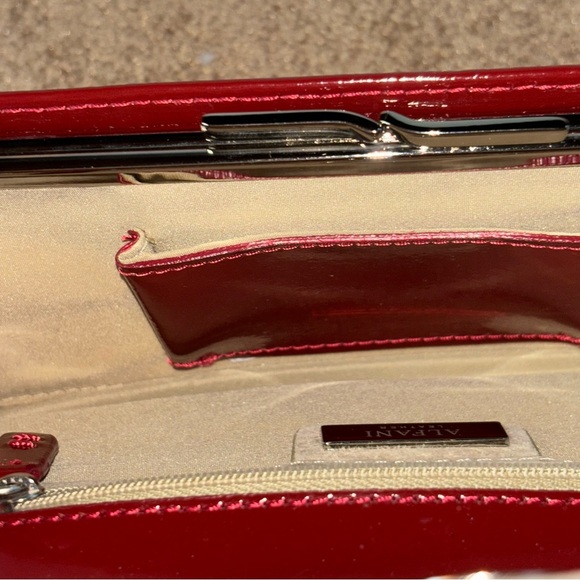 Alfani Burgundy Patent Leather Evening Clutch Purse - Picture 4 of 7